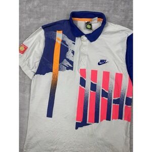 Vtg Nike Shirt Men's Small White Challenge‎ Court 90s Andre Agassi Tennis Polo